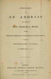 Cover of: Substance of an address delivered