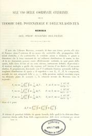 Cover of: Sull'uso delle coordinate curvilinee nelle teorie del potenziale e dell'elasticità by Eugenio Beltrani