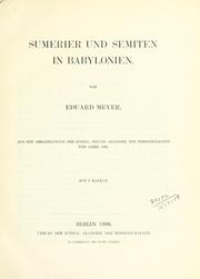 Cover of: Sumerier und Semiten in Babylonien.