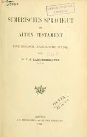 Cover of: Sumerisches Sprachgut im Alten Testament by Simon Landersdorfer