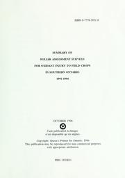 Cover of: Summary of foliar assessment surveys for oxidant injury to field crops in southern Ontario, 1991-1994 | R. Emerson