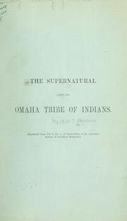 Cover of: supernatural among the Omahatribe of Indians.