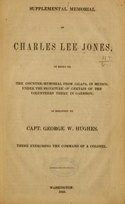 Cover of: Supplemental memorial of Charles Lee Jones by Charles Lee Jones