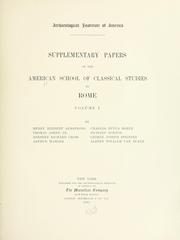 Cover of: Supplementary papers of the American School of Classical Studies in Rome. by American School of Classical Studies in Rome.