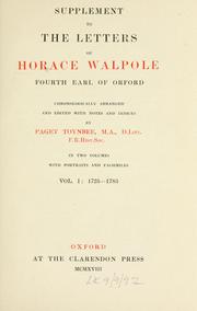 Cover of: Supplement to The letters of Horace Walpole: fourth earl of Orford