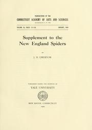 Cover of: Supplement to the New England spiders