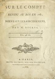 Sur le compte rendu au roi en 1781 by Jacques Necker