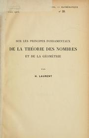 Cover of: Sur les principes fondamentaux de la théorie des nombres et de la géométrie. by Hermann Laurent