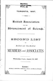 Cover of: Second list of resident and non-resident members and associates: Wednesday, 6 p.m., August 18, 1897