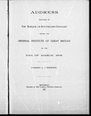 Cover of: Address before the Imperial Institute of Great Britain on the 10th of March, 1898