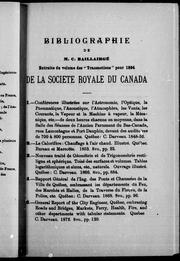 Bibliographie de M.C. Baillairgé by Royal Society of Canada