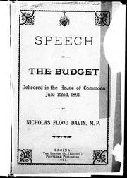 Cover of: Speech on the budget by Davin, Nicholas Flood