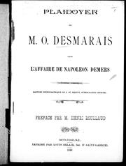 Cover of: Plaidoyer de M.O. Desmarais dans l'affaire de Napoléon Demers by O. Desmarais