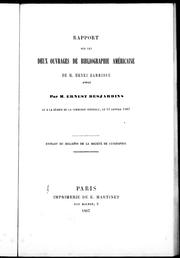 Cover of: Rapport sur les deux ouvrages de bibliographie américaine de M. Henri Harrisse