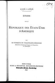 Cover of: Etude sur la république des Etats-Unis d'Amérique