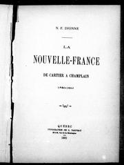 Cover of: La Nouvelle-France de Cartier à Champlain, 1540-1603 by Dionne, N.-E.