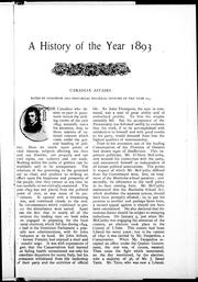Cover of: A History of the year 1893,--Canadian affairs-- | 