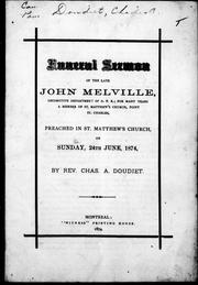 Cover of: Funeral sermon of the late John Melville by by Chas. A. Doudiet.