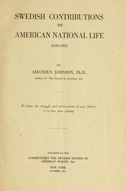 Cover of: Swedish contributions to American national life, 1638-1921