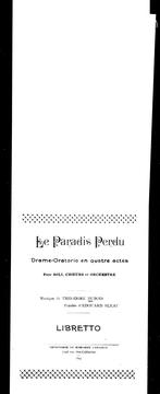 Cover of: Le paradis perdu: drame-oratio en quatre acte : pour soli, choeurs et orchestre