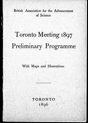 Cover of: Toronto meeting 1897: preliminary programme with maps and illustrations
