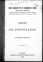 Cover of: Report on conveyance: for European circulation.