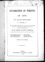 Cover of: Notabilities of Toronto in 1877