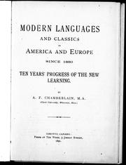 Cover of: Modern languages and classics in America and Europe since 1880 by by A.F. Chamberlain.