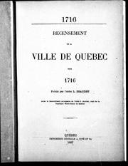 Cover of: Recensement de la ville de Québec pour 1716