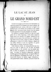 Cover of: Le Lac St. Jean et le grand Nord-Est