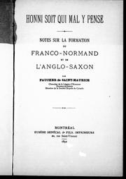 Cover of: Notes sur la formation du franco-normand et de l'anglo-saxon