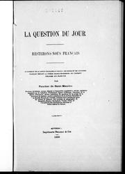Cover of: La question du jour, resterons-nous français