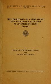 Cover of: The synaesthesia of a blind subject by Wheeler, Raymond Holder