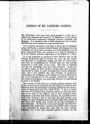 Cover of: Address of Mr. Sandford Fleming