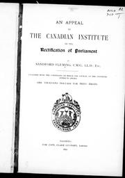 Cover of: An appeal to the Canadian Institute on the rectification of Parliament