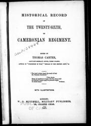 Cover of: Historical record of the Twenty-sixth, or Cameronian regiment by edited by Thomas Carter.