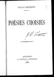 Cover of: Poésies choisies by Louis Honoré Fréchette