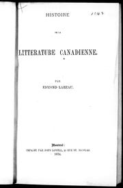 Cover of: Histoire de la littérature canadienne