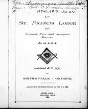 Cover of: By-laws of St. Francis Lodge of Ancient, Free, and Accepted Masons, No. 24 G.R.C. by 
