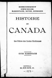 Cover of: Histoire du Canada: cours élémentaire