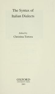 Cover of: The syntax of Italian dialects by edited by Christina Tortora.