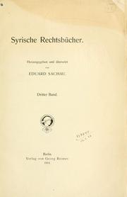 Cover of: Syrische Rechtsbücher. by Eduard Sachau, Eduard Sachau