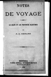 Cover of: Notes de voyage: le golfe et les provinces maritimes