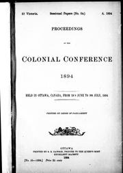 Cover of: Proceedings of the Colonial Conference, 1894 by 