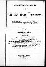 Cover of: Advanced system for locating errors without re-checking or copying entries