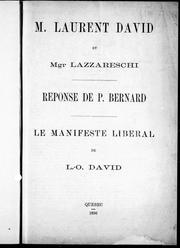 Cover of: M. Laurent David et Mgr Lazzareschi: le manifeste Libé ral de L.-O. David