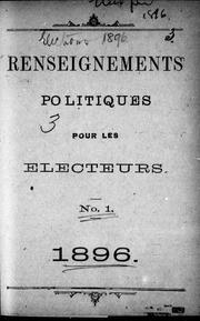 Renseignements politiques pour les électeurs, no. 1, 1896