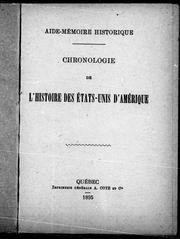 Cover of: Chronologie de l'histoire des Etats-Unis d'Amérique by Louis Nazaire Bégin