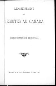 Cover of: L' enseignement des jésuites au Canada by A. Bellay