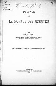 Cover of: Preface to La morale des Jésuites by by Paul Bert.
